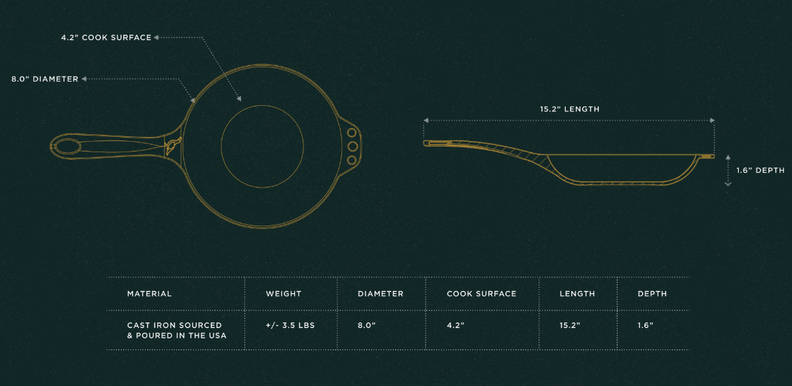 Smithey Ironware No. 8 Chef Skillet