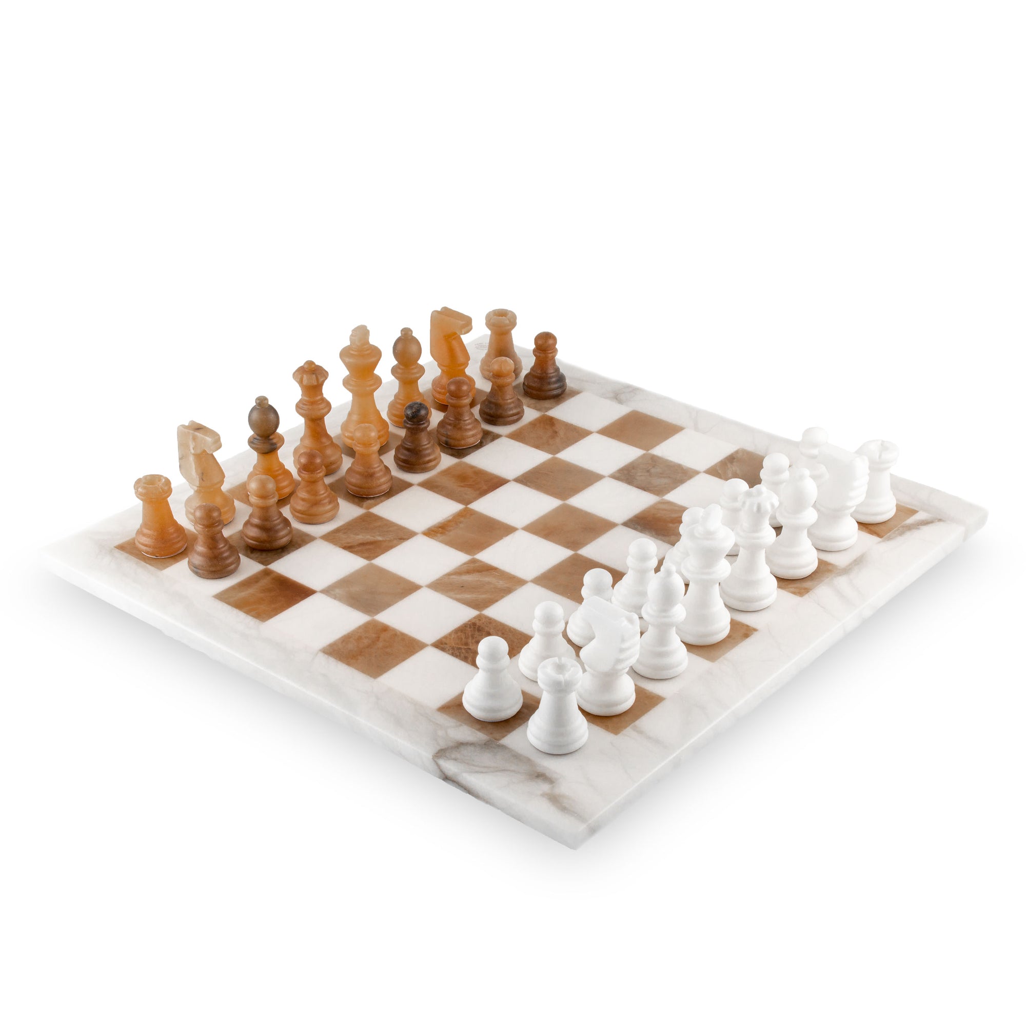 Scali Alabastro Alabaster Stone Chess Set - Bianco Agata