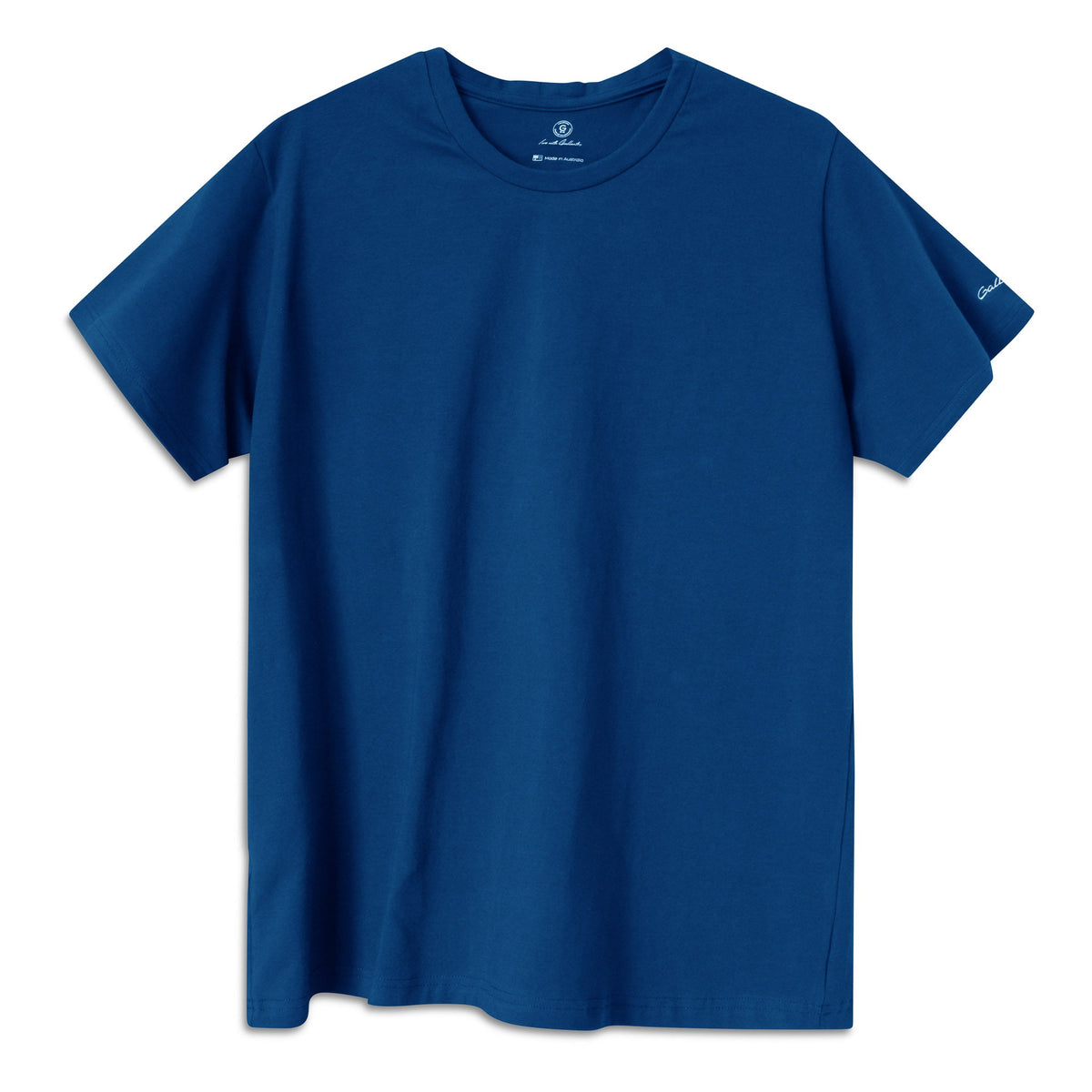 Mens Basic Classic T-Shirt Tee Gentleman Style Athletic Fit Elastane Indigo Blue