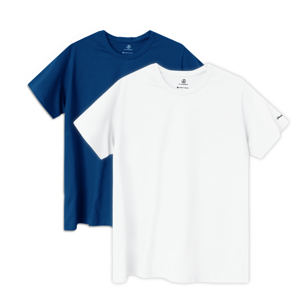 Gallantoro &#39;Brando&#39; Classic Crew 2-Pack White + Blue Bundle