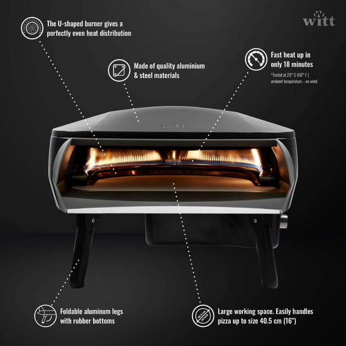 WITT Etna Fermo Gas Powered Pizza Oven 16&quot; - Black