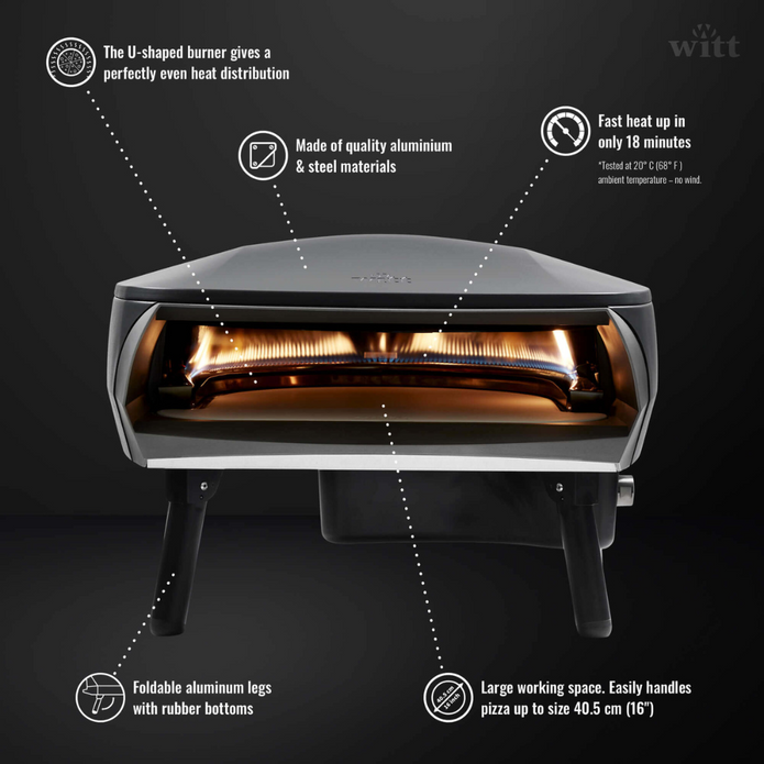 WITT Etna Fermo Gas Powered Pizza Oven 16&quot; - Graphite