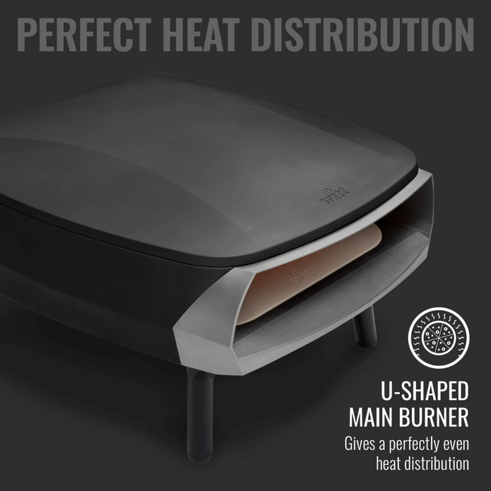 WITT Etna Rotante Gas Powered Pizza Oven w/ Twin Burner &amp; Rotating Stone 16&quot; - Black