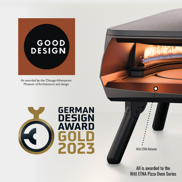 WITT Etna Rotante Gas Powered Pizza Oven w/ Twin Burner &amp; Rotating Stone 16&quot; - Graphite