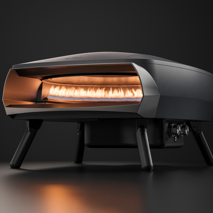 WITT Etna Rotante Gas Powered Pizza Oven w/ Twin Burner &amp; Rotating Stone 16&quot; - Graphite