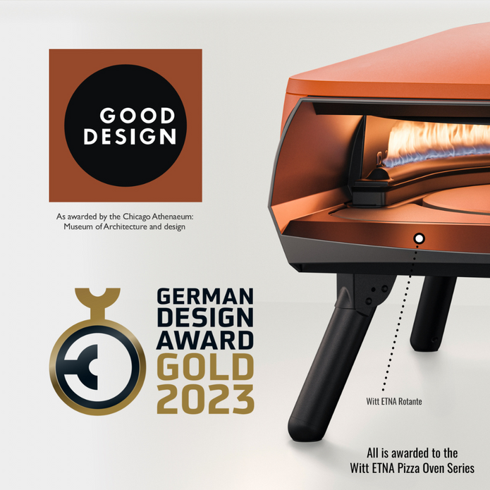 WITT Etna Rotante Gas Powered Pizza Oven w/ Twin Burner &amp; Rotating Stone 16&quot; - Orange