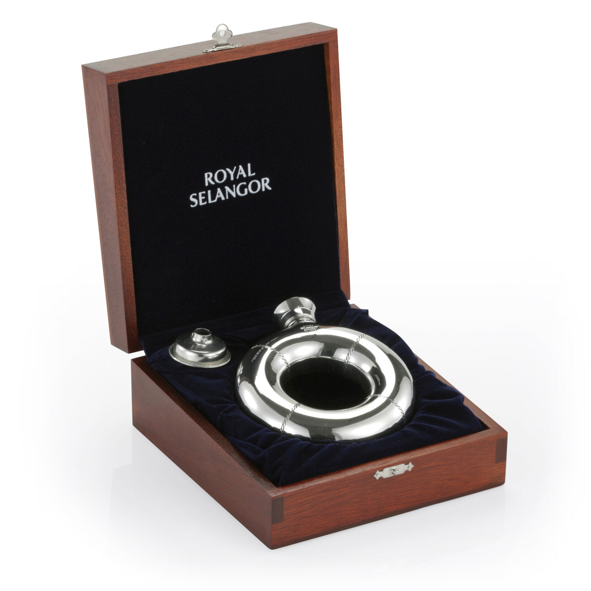 Royal Selangor Lifesaver Hip Flask in Wooden Gift Box