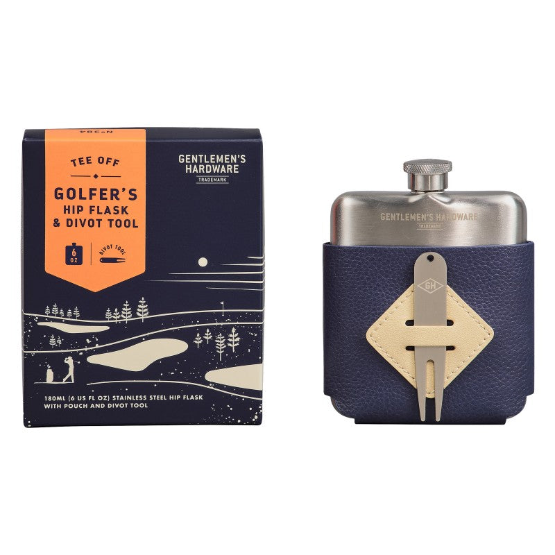 Gentlemen&#39;s Hardware Golfers Hip Flask &amp; Divot Tool