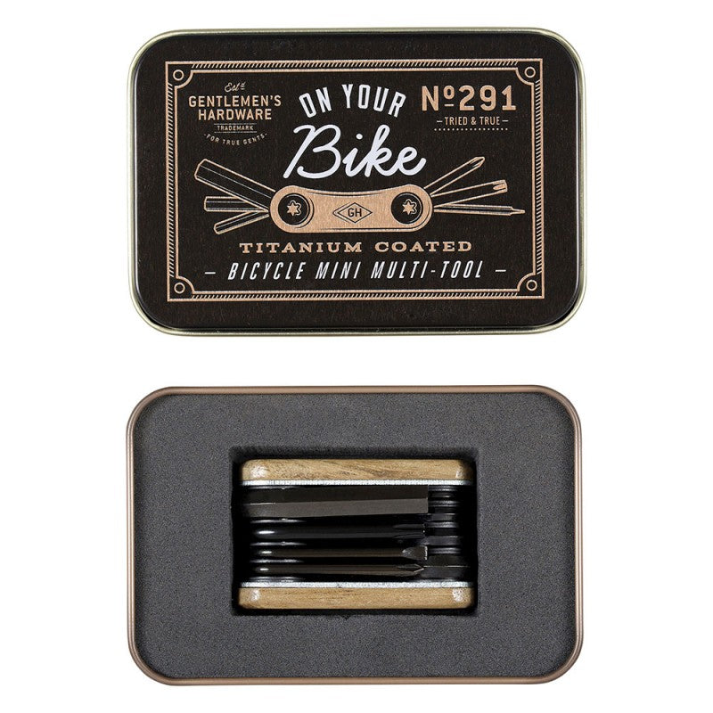 Gentlemen&#39;s Hardware Pocket Bicycle Multi-Tool Acacia Wood &amp; Titanium Finish