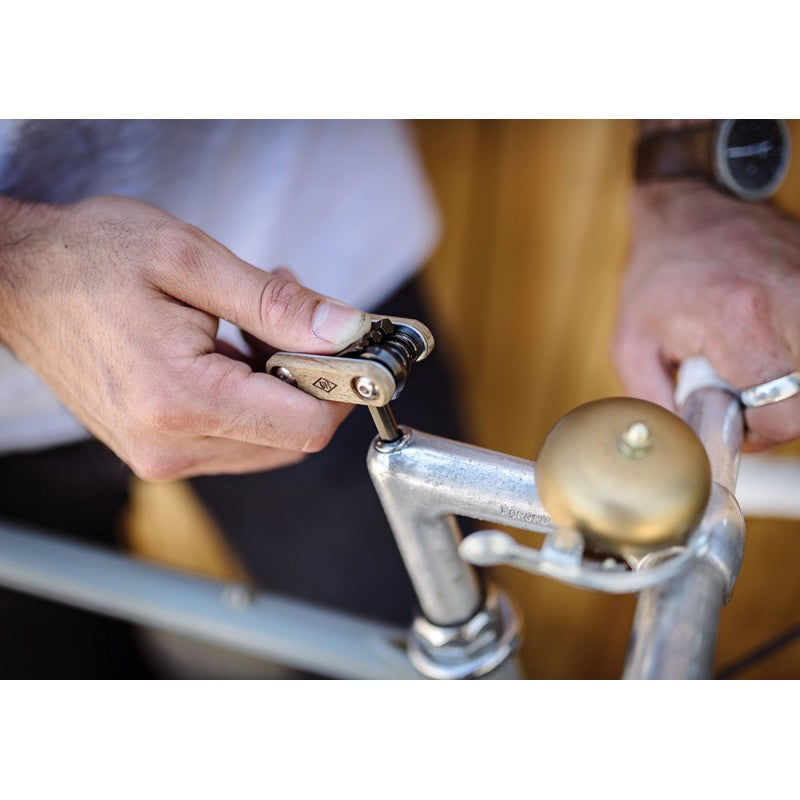 Gentlemen&#39;s Hardware Pocket Bicycle Multi-Tool Acacia Wood &amp; Titanium Finish