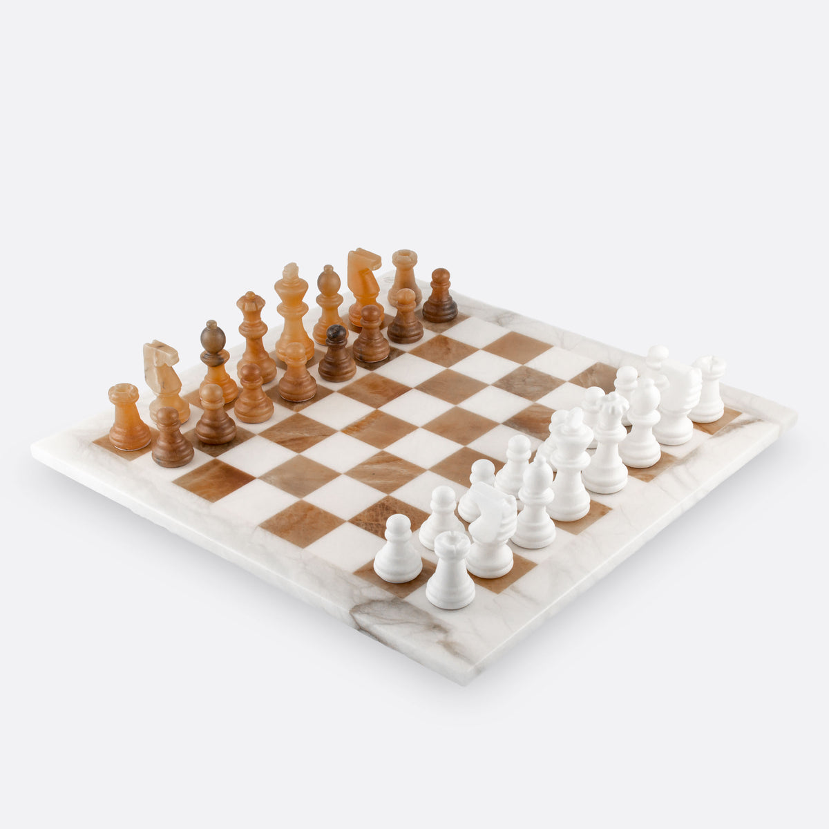 Scali Alabastro Alabaster Stone Chess Set - Bianco Agata