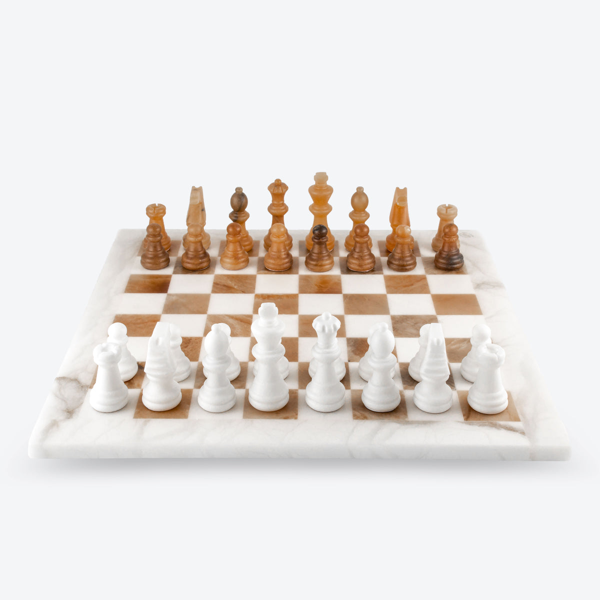 Scali Alabastro Alabaster Stone Chess Set - Bianco Agata
