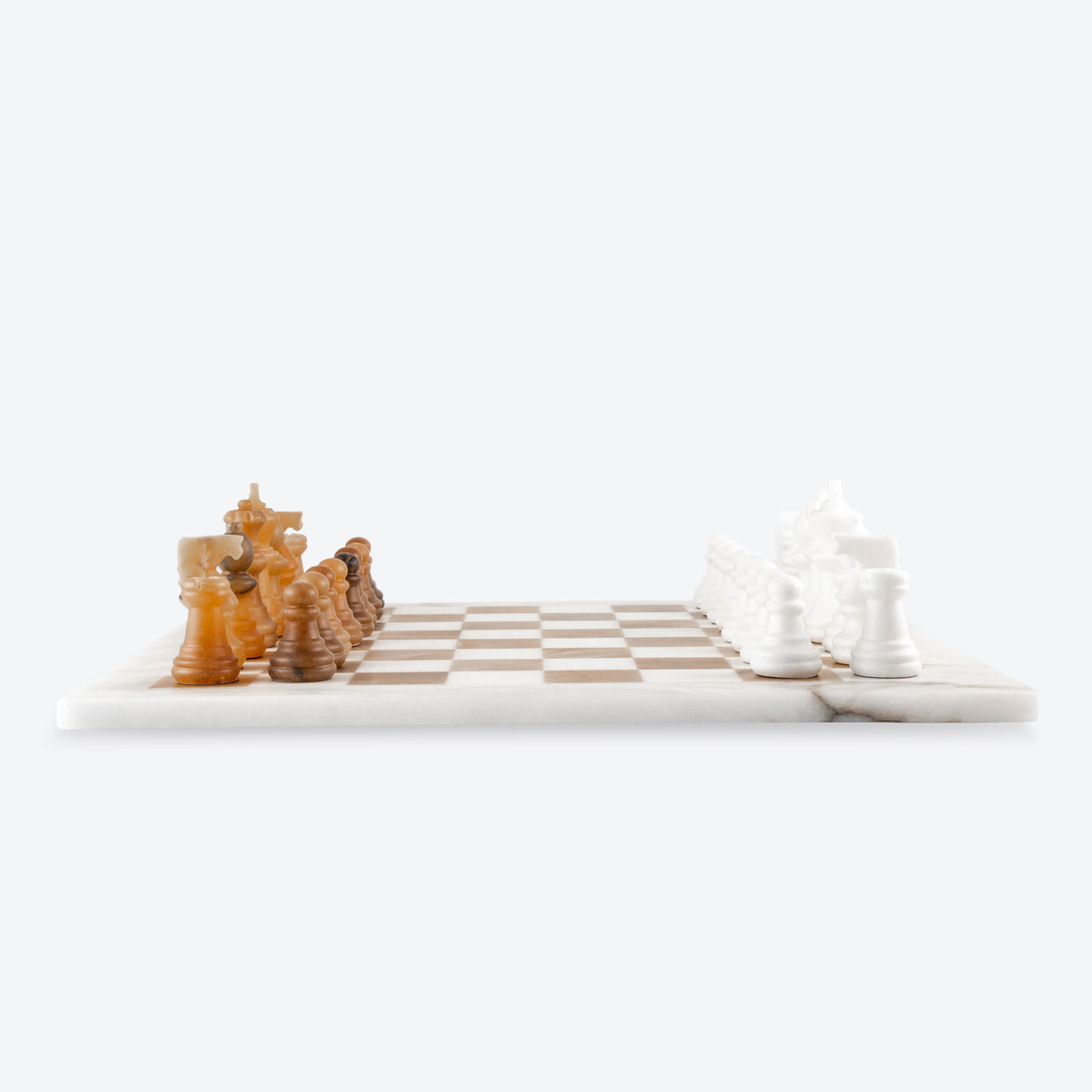 Scali Alabastro Alabaster Stone Chess Set - Bianco Agata