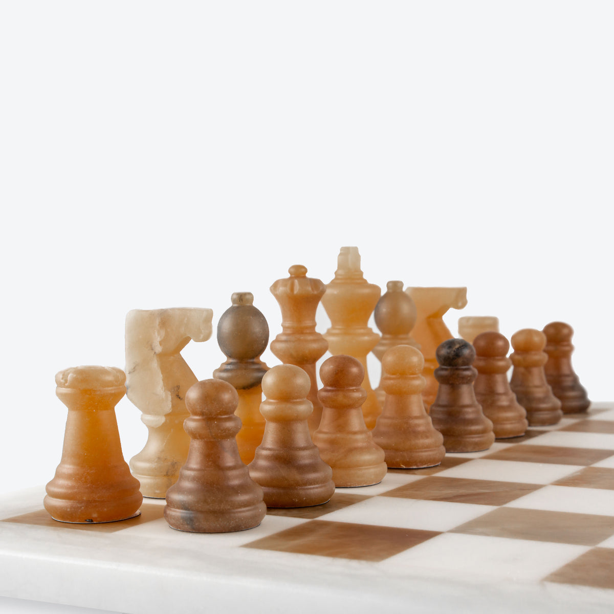 Scali Alabastro Alabaster Stone Chess Set - Bianco Agata