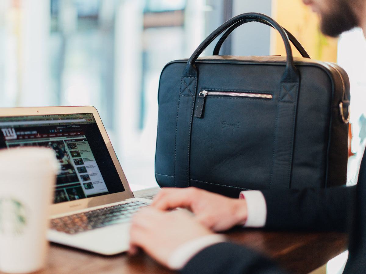 Danny P Leather Messenger Bag Black