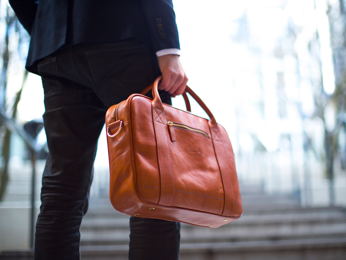 Danny P Leather Messenger Bag Dark Brown