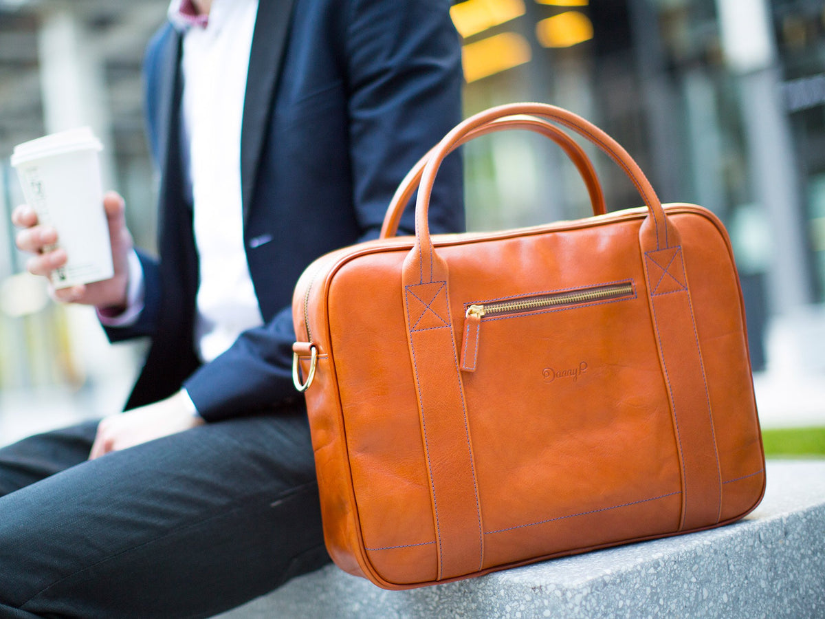 Danny P Leather Messenger Bag Tan