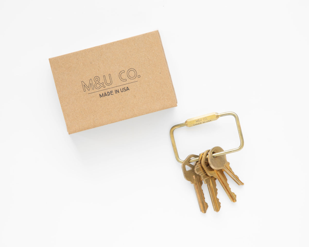 Maxx &amp; Unicorn Rectangle Keyring Brass