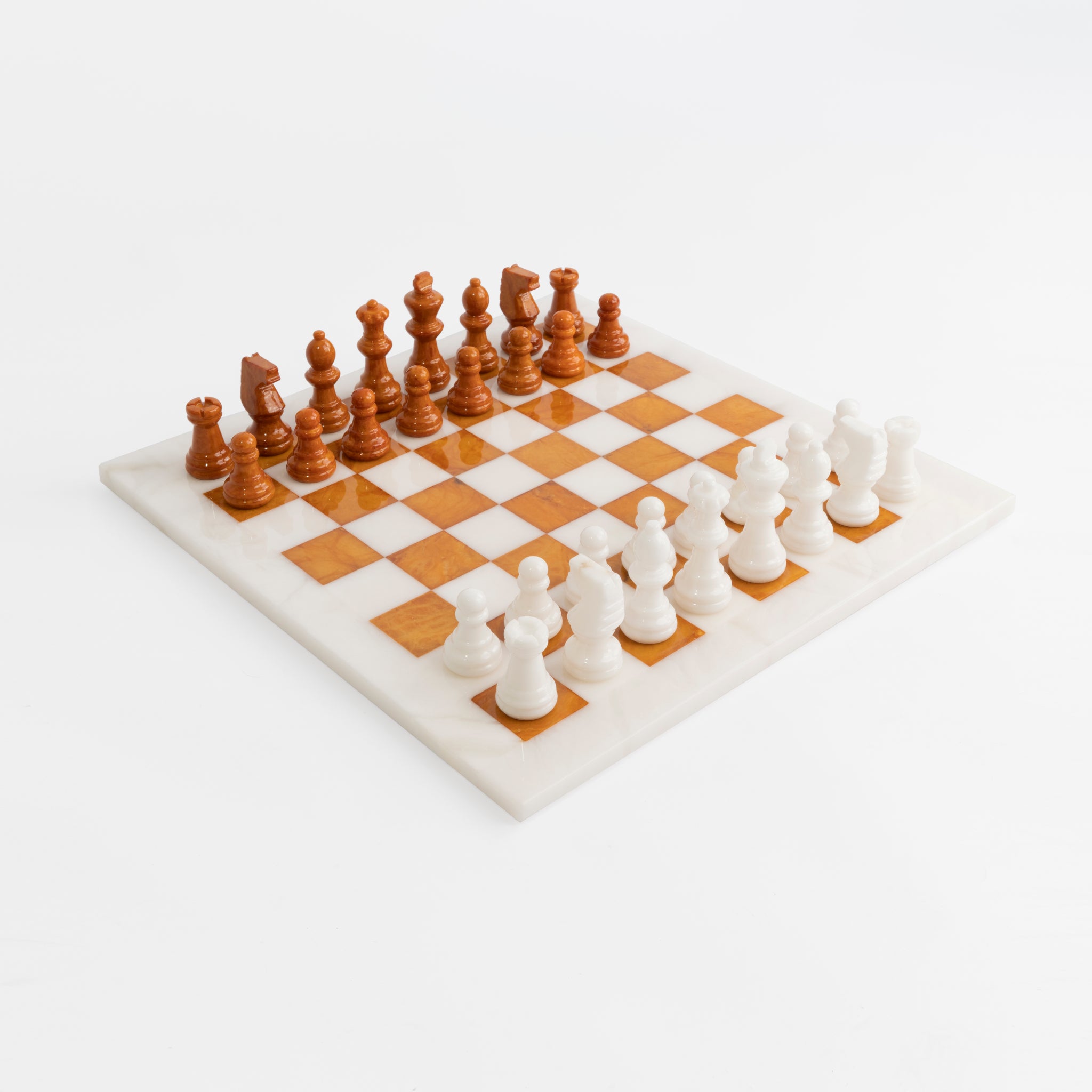 Scali Alabastro Alabaster Stone Chess Set - Nero Bruno, Gallantoro