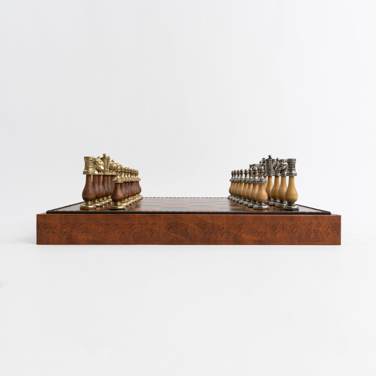 Italfama Classic Metal/Wood Chess Set With BackGammon + Checkers