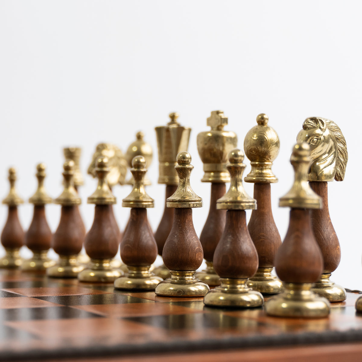 Italfama Classic Metal/Wood Chess Set With BackGammon + Checkers