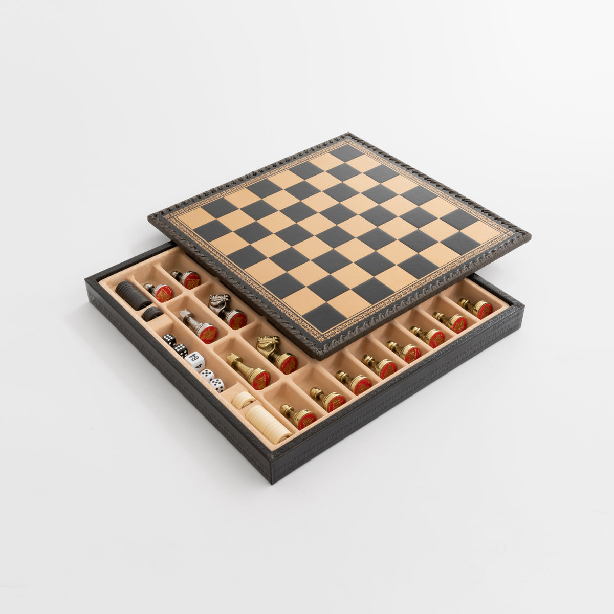 Italfama Classic Metal Chess Set With BackGammon + Checkers