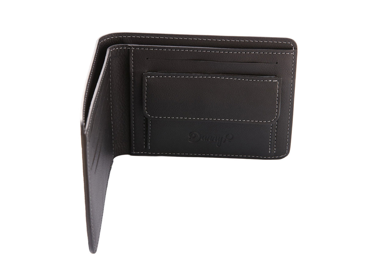 Danny P. Slim Leather Coin Wallet Black