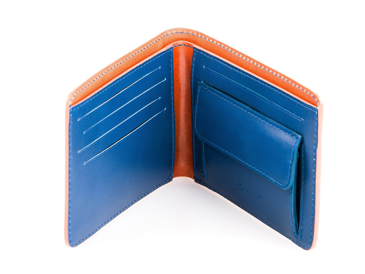 Danny P. Slim Leather Coin Wallet Tan Blue