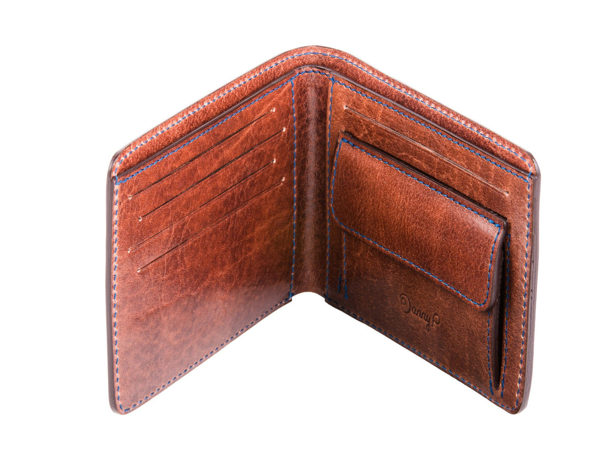Danny P. Slim Leather Coin Wallet Brown