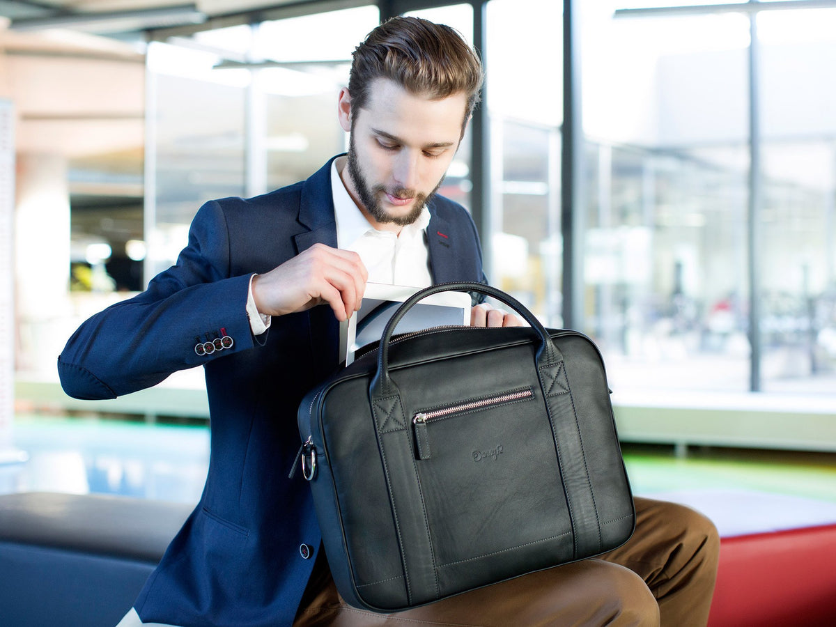Danny P Leather Messenger Bag Black