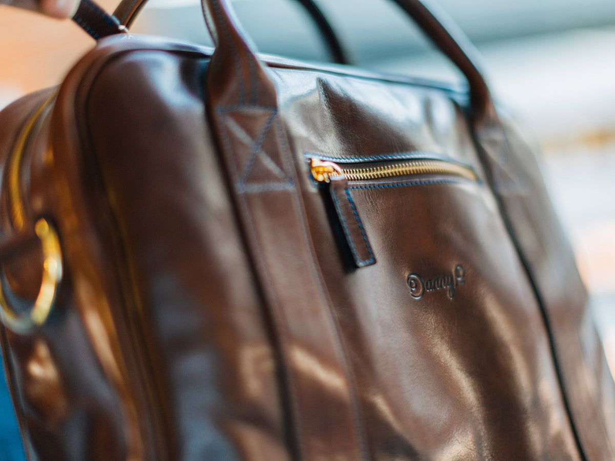 Danny P Leather Messenger Bag Dark Brown