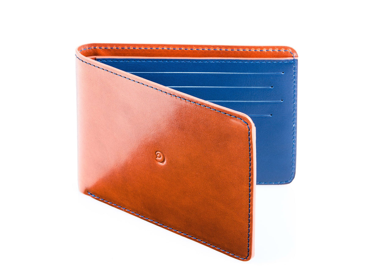 Danny P. Slim Leather Wallet Tan Blue