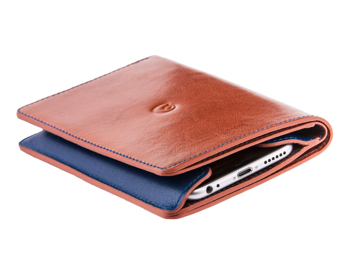 Danny P. Leather Wallet and iPhone 6/6s/7 Case Tan Blue