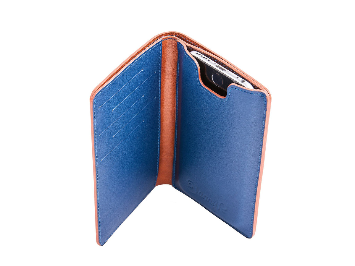 Danny P. Leather Wallet and iPhone 6/6s/7 Case Tan Blue