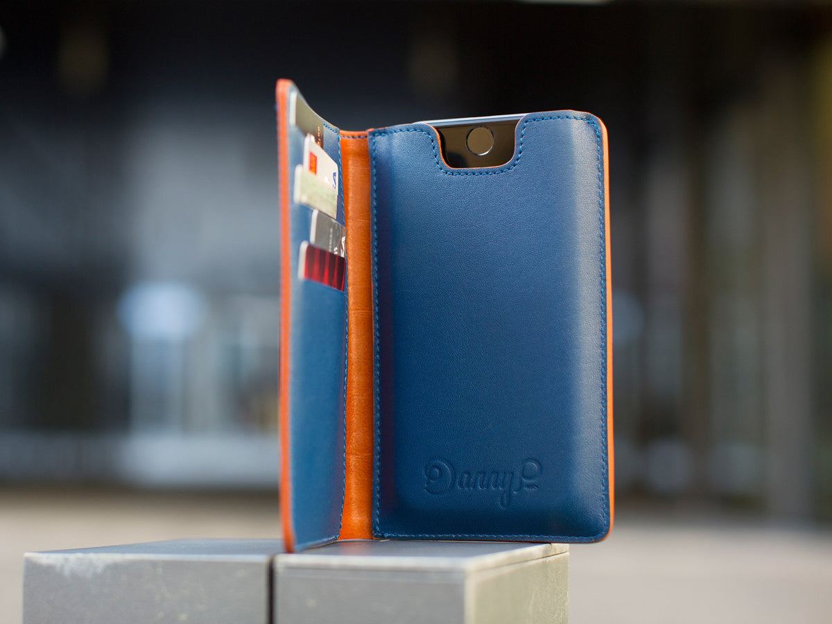 Danny P. Leather Wallet and iPhone 6/6s/7 Case Tan Blue