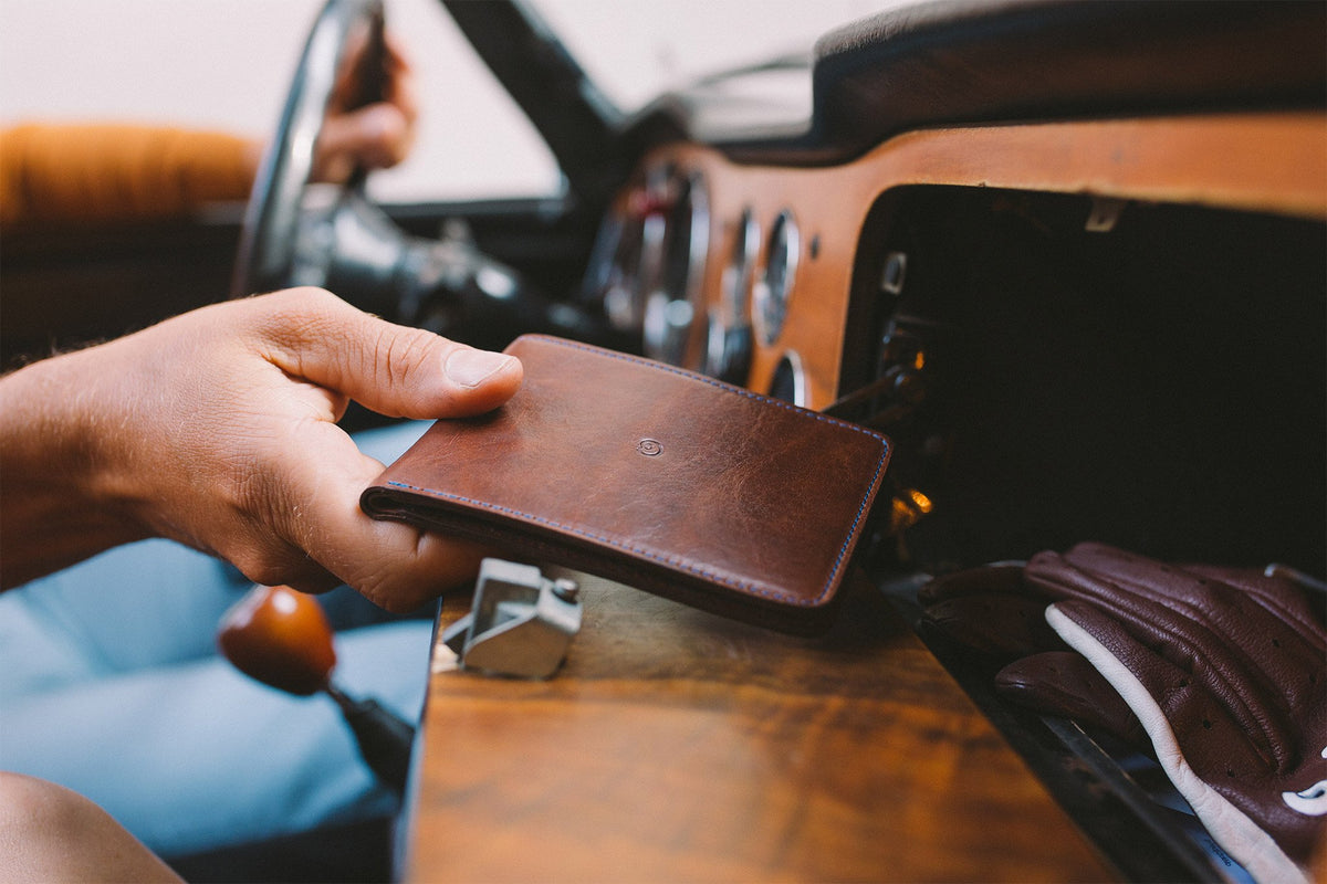Danny P. Slim Leather Coin Wallet Brown